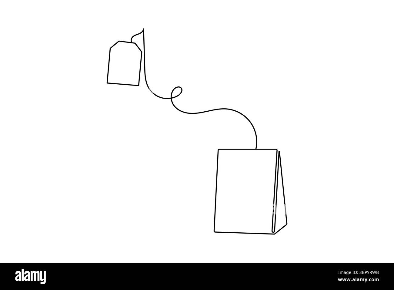 Minimalistische Teebeutel Skizze in einer Linie Art Stil einfache Umrissvektor isolierte Illustration Stock Vektor