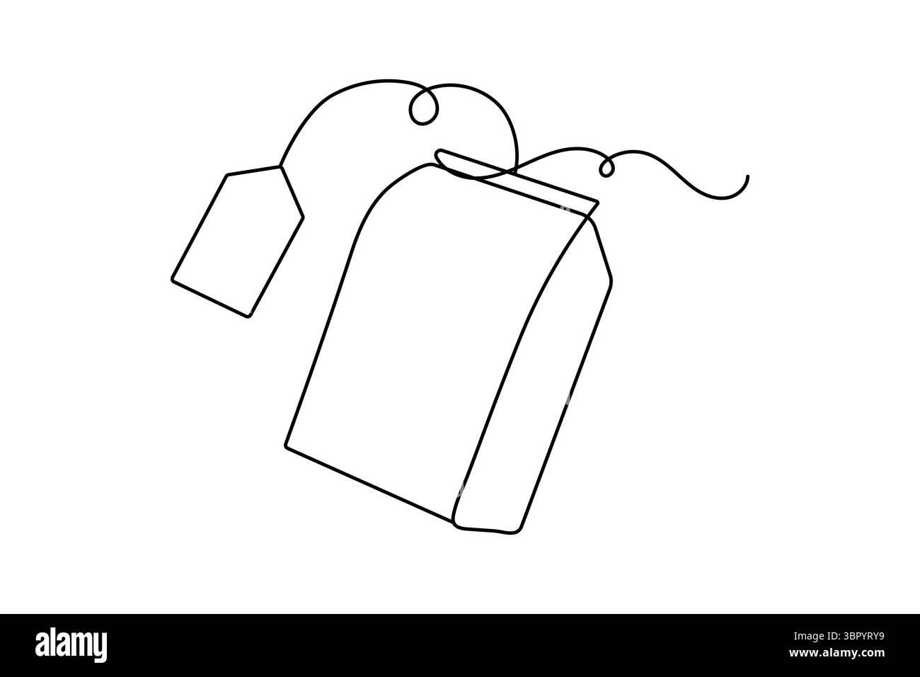 Minimalistische Teebeutel Skizze in einer Linie Art Stil einfache Umrissvektor isolierte Illustration Stock Vektor