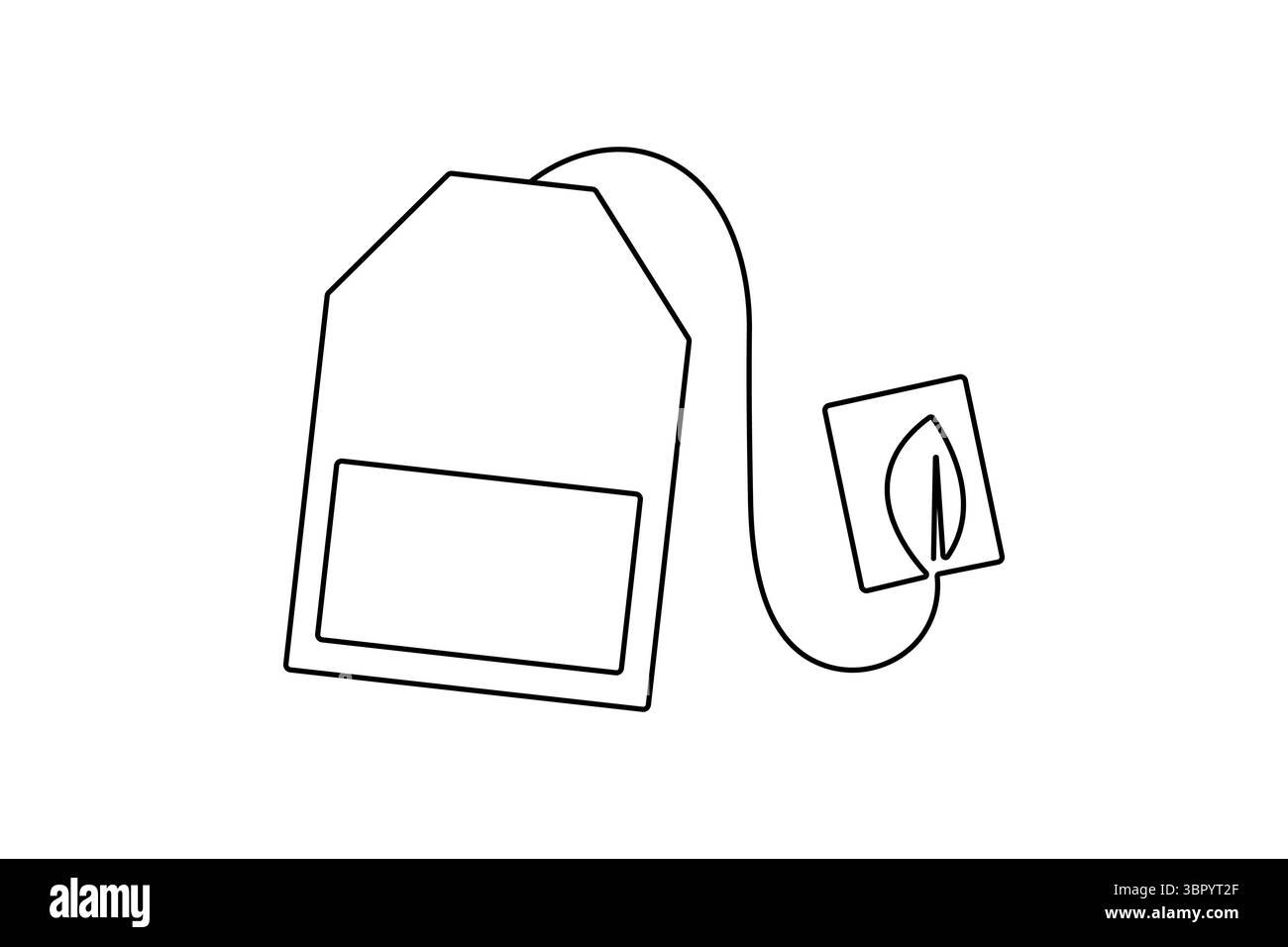 Minimalistische Teebeutel Skizze in einer Linie Art Stil einfache Umrissvektor isolierte Illustration Stock Vektor