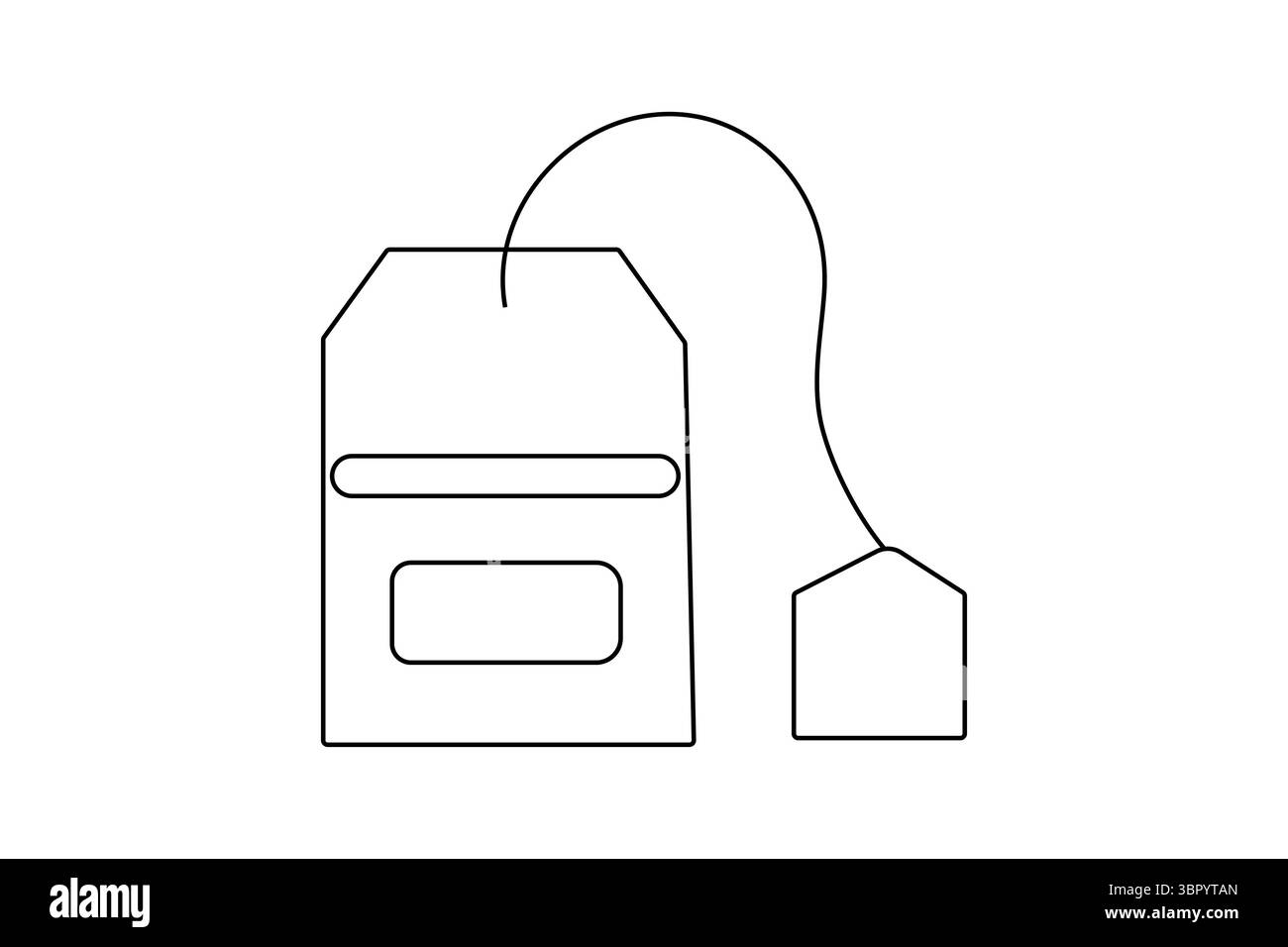 Minimalistische Teebeutel Skizze in einer Linie Art Stil einfache Umrissvektor isolierte Illustration Stock Vektor