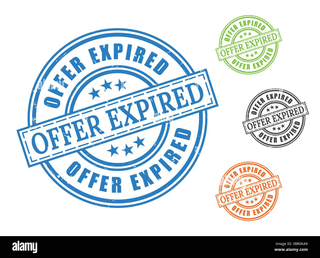 Ein nicht mehr gültiger Deal-Stempel, abgelaufenes Angebot Grunge-Kautschuk-Vektor-Set Stock Vektor