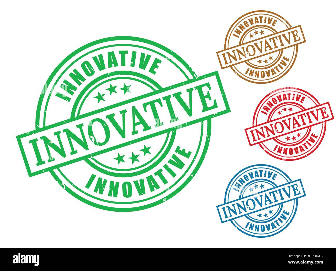 Eine innovative Grunge Rubber Stamp Collection, kreative und bahnbrechende Vektoretiketten Stock Vektor