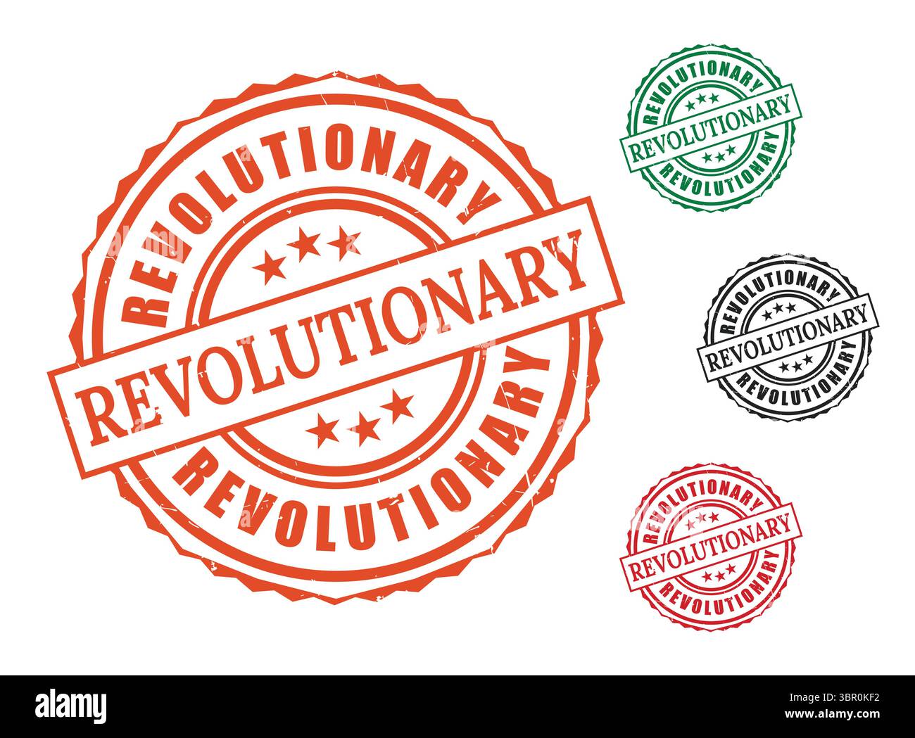 Ein bahnbrechendes Grunge Stamp Vector Set, bahnbrechende Design Labels Stock Vektor