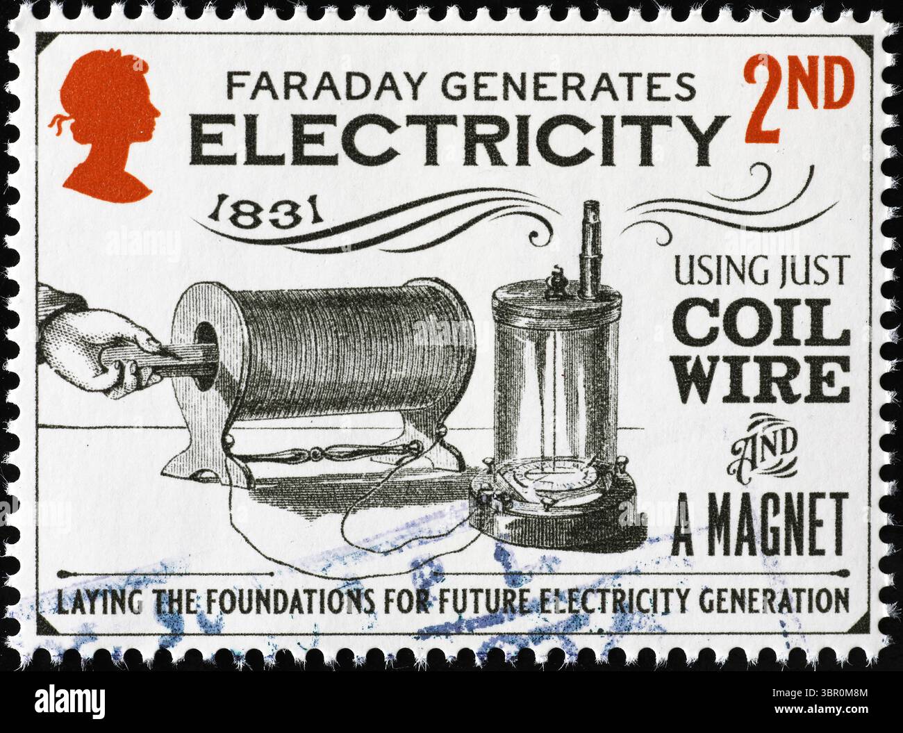 Erfindung der Elektrizität auf Vintage-Briefmarken Stockfoto