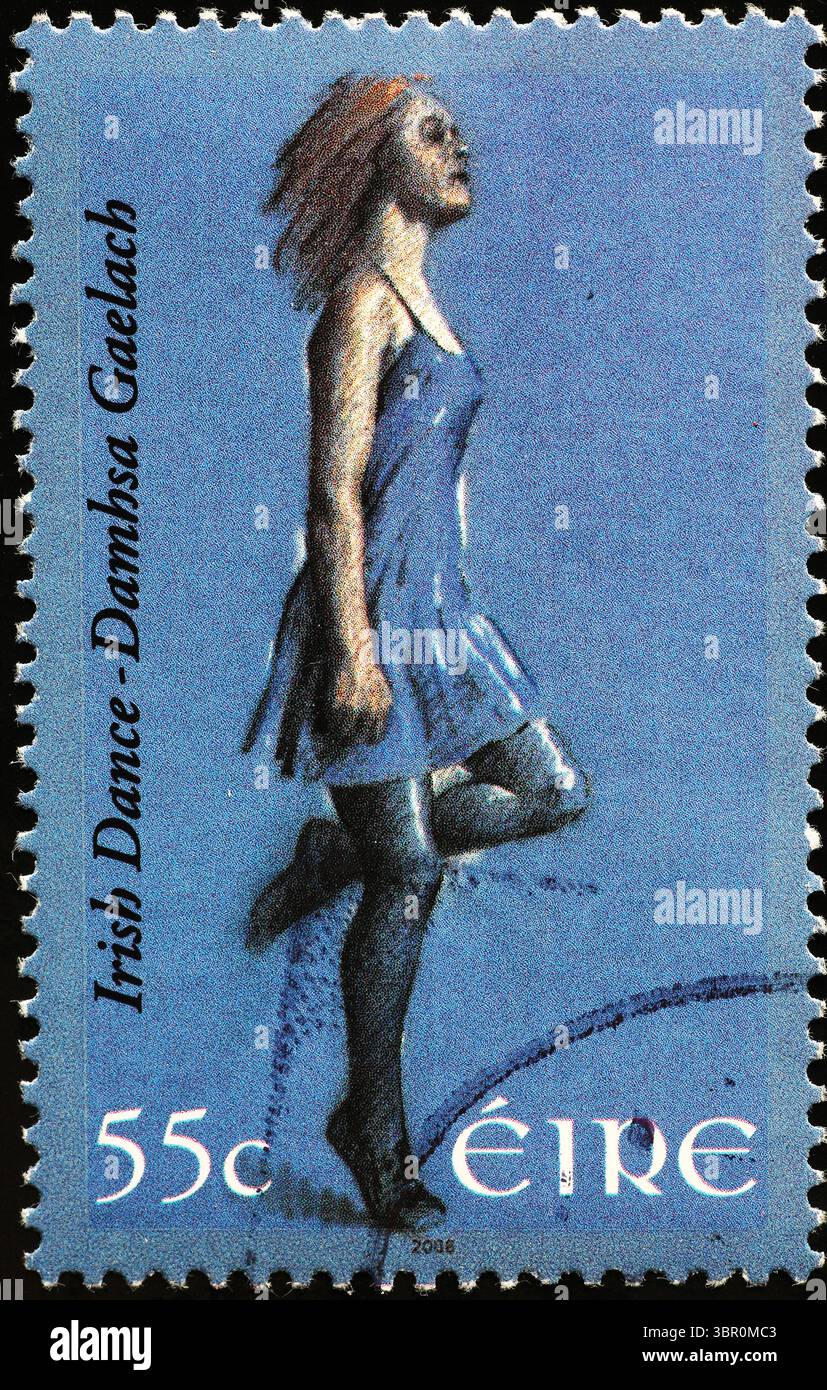 Irischer Tanz wird auf Briefmarken gefeiert Stockfoto