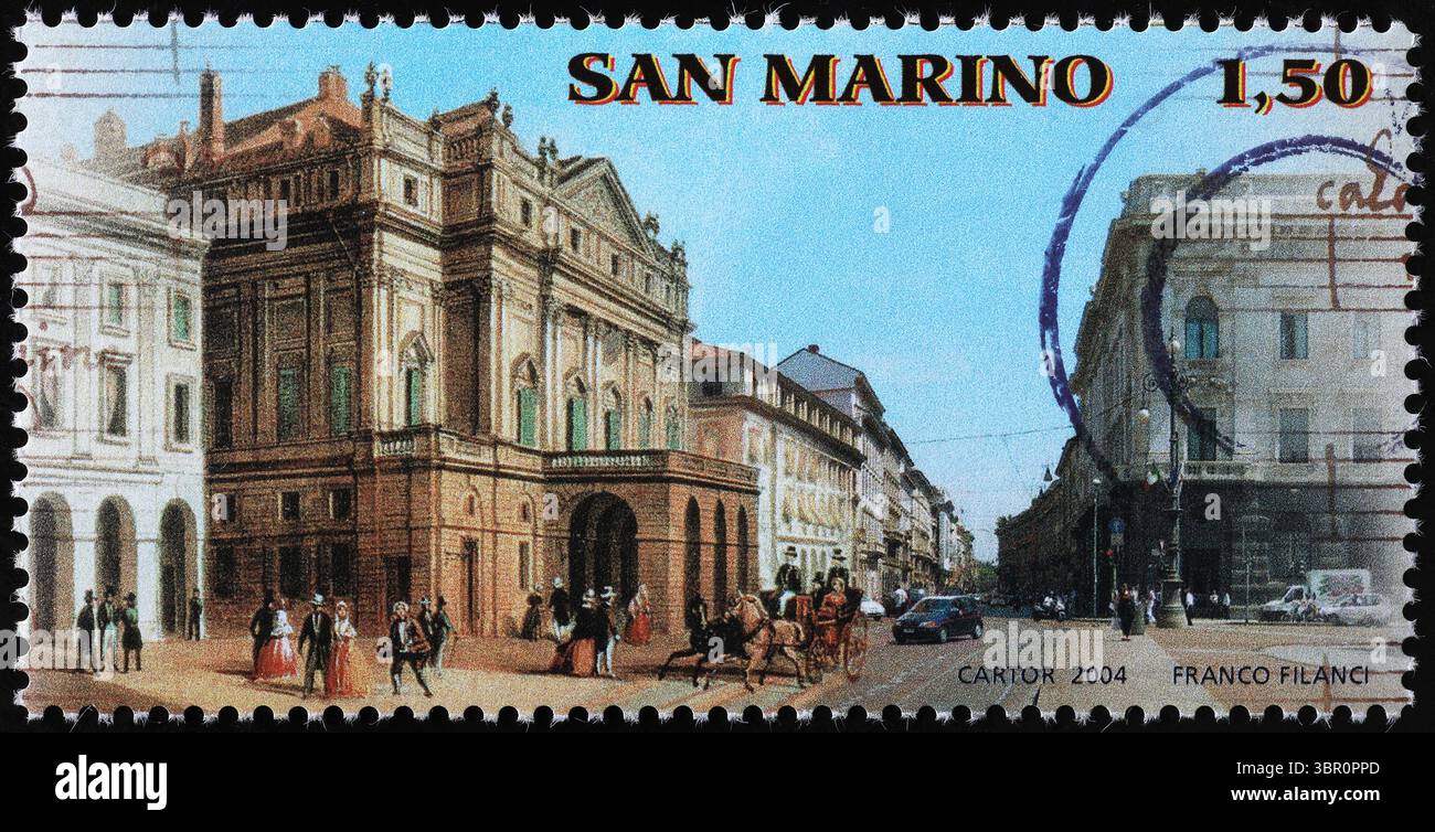 La Scala Theater in Mailand auf Briefmarke Stockfoto
