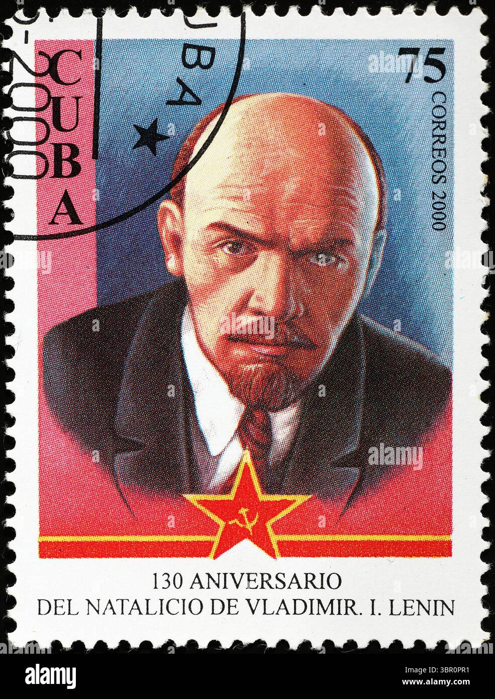 Lenin Porträt auf kubanischer Briefmarke Stockfoto