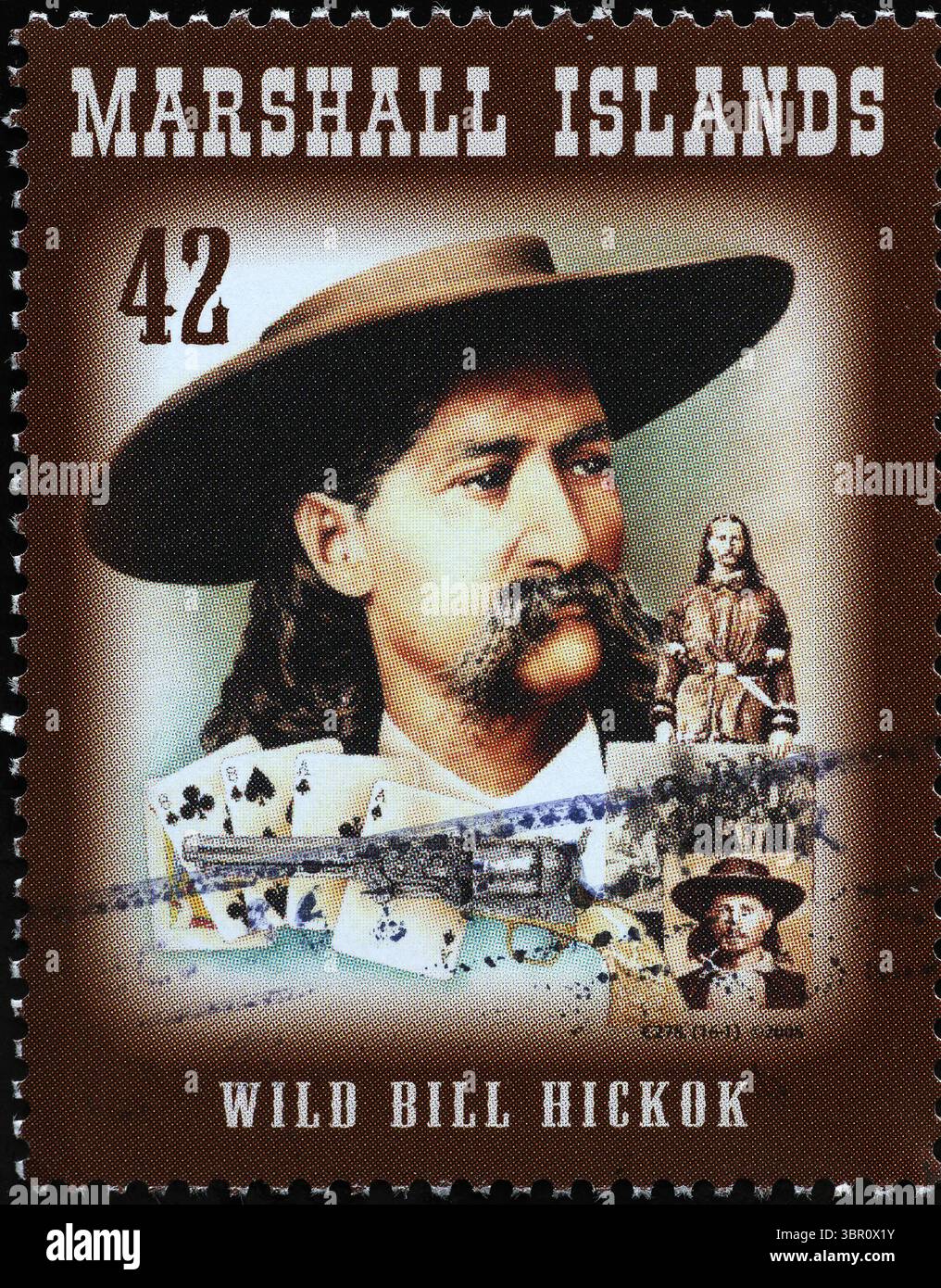 Porträts des Wilden Westens, Wild Bill Hickok auf Briefmarke Stockfoto