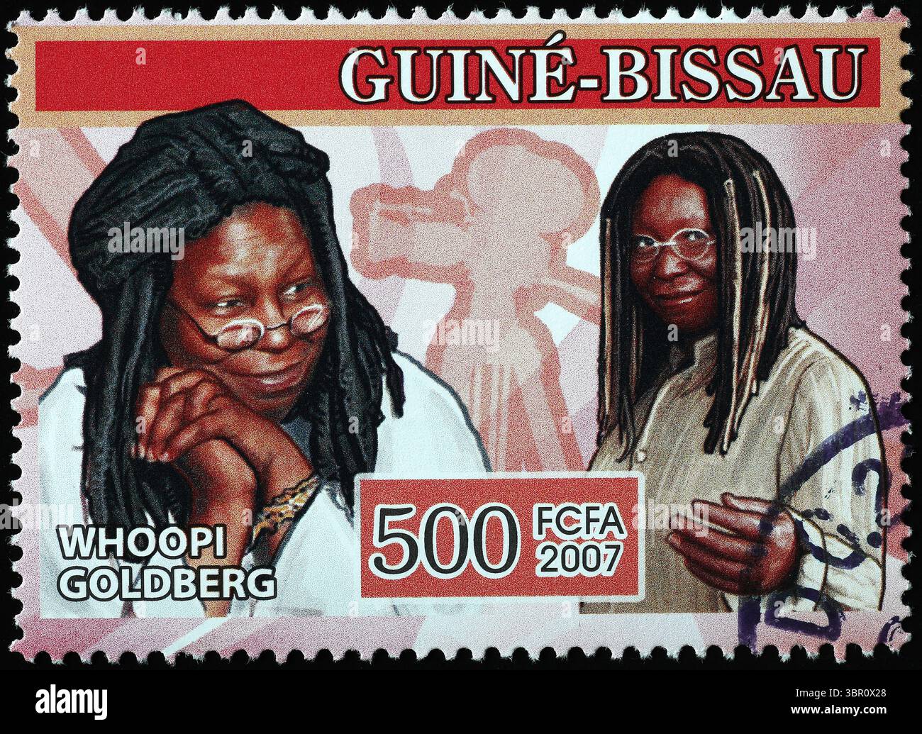 Porträts von Whoopi Goldberg auf Briefmarke Stockfoto