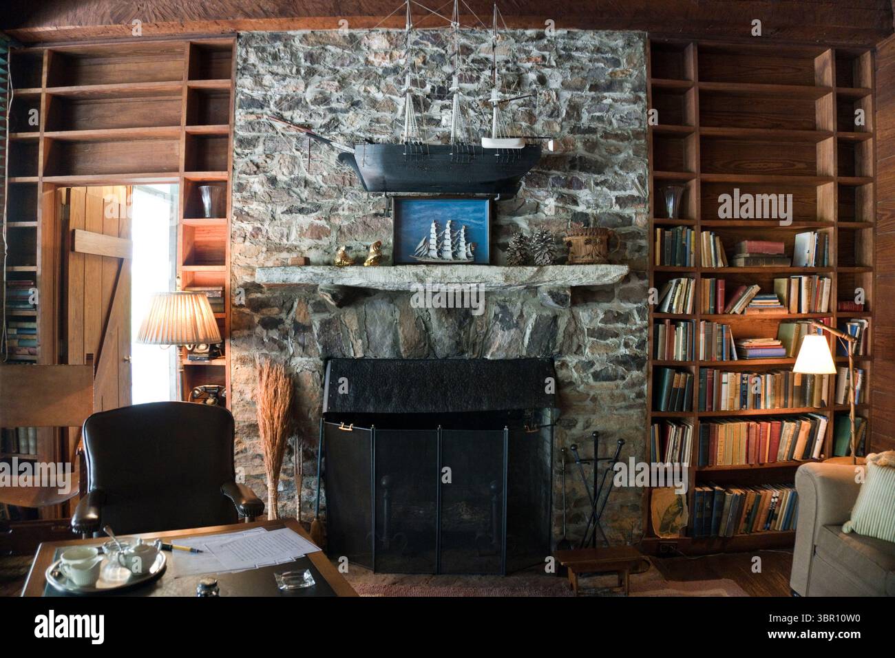 Das Wohnzimmer des Little White House in warm Springs, Georgia, der persönliche Rückzugsort von Präsident Franklin D. Roosevelt. Stockfoto