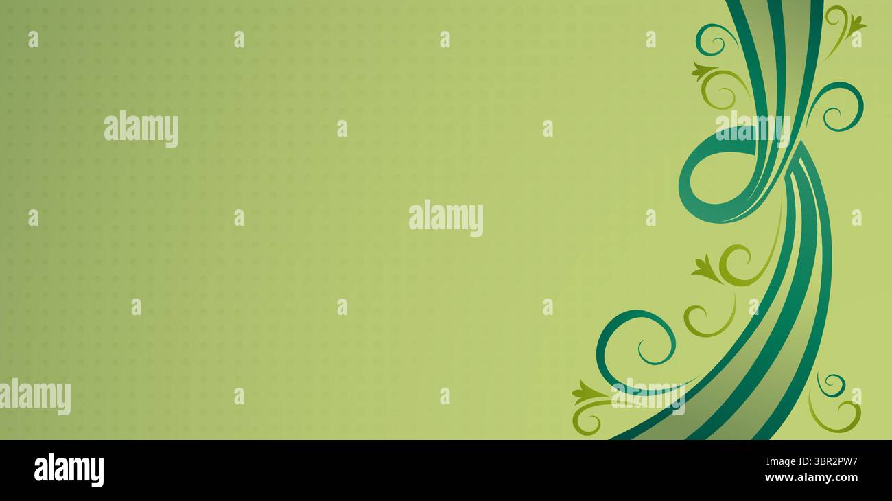 Grüner floraler Hintergrund mit Wirbeln und Platz für Ihren Text oder abstrakten floralen Hintergrund mit Kopierraum für Banner, Poster, Präsentationsfolien Stock Vektor