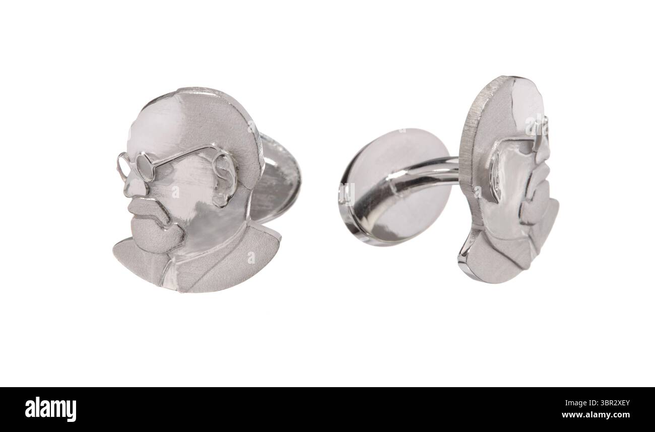 Sigmund Freud Manschettenknöpfe auf weißem Hintergrund Stockfoto