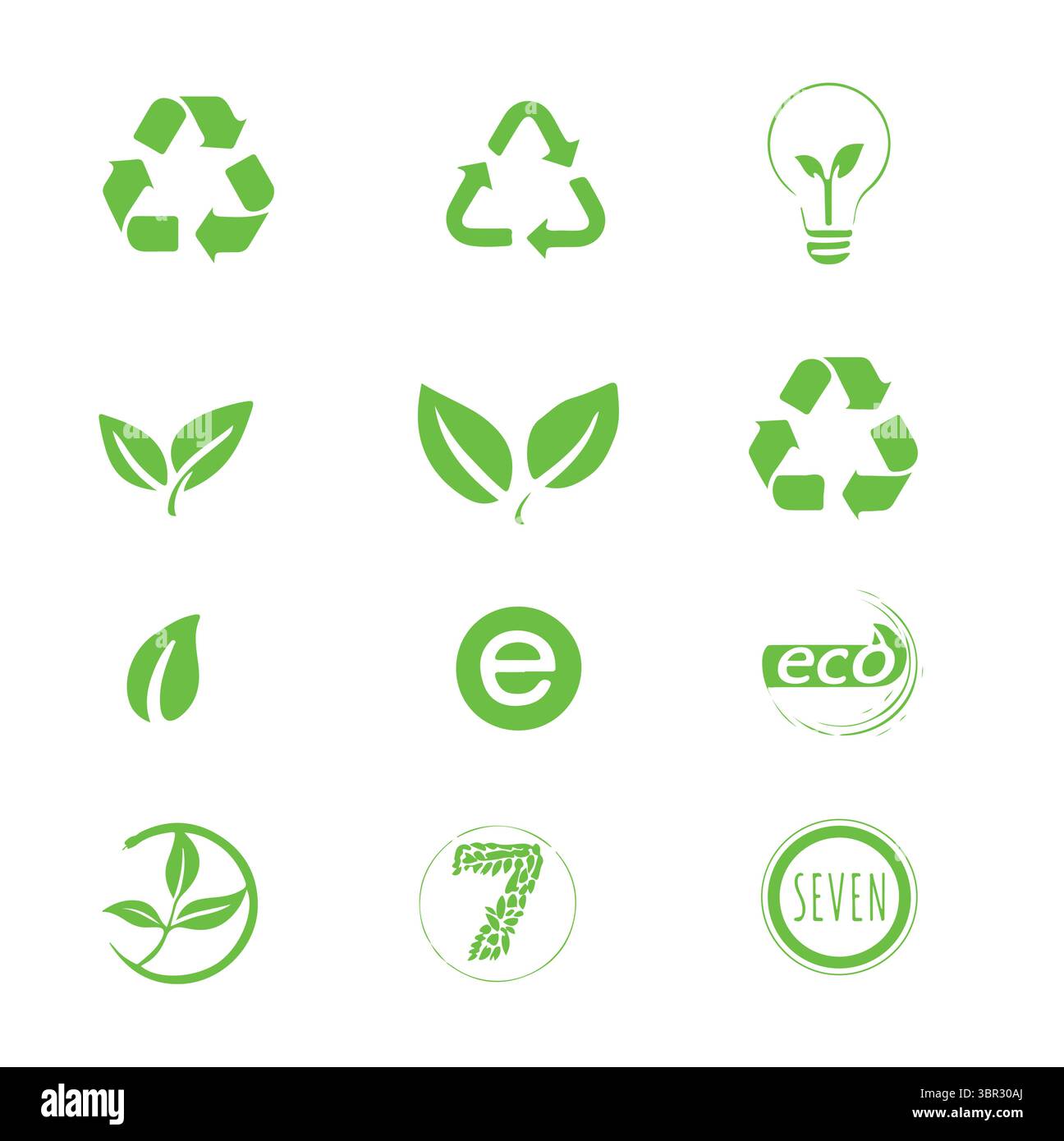 ECO Icons Set – grüne Umweltvektorsymbole für Nachhaltigkeit und Natur Stock Vektor