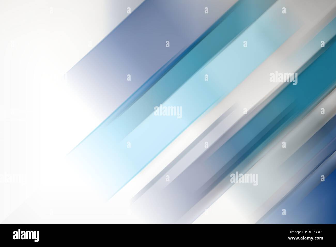 Flache diagonale Streifen sind blau-grau-weiße Verlaufsbänder auf transparentem Hintergrund Stockfoto