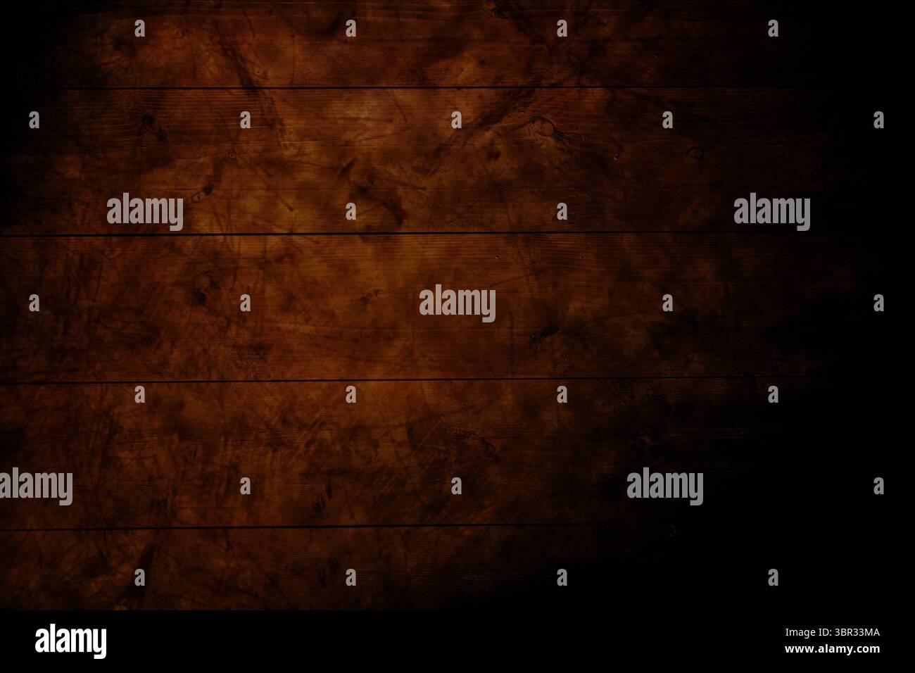 Die Oberfläche der Holzdiele ist in flachem Design mit warmbrauner Körnung und stimmungsvollen Schatten dargestellt Stockfoto