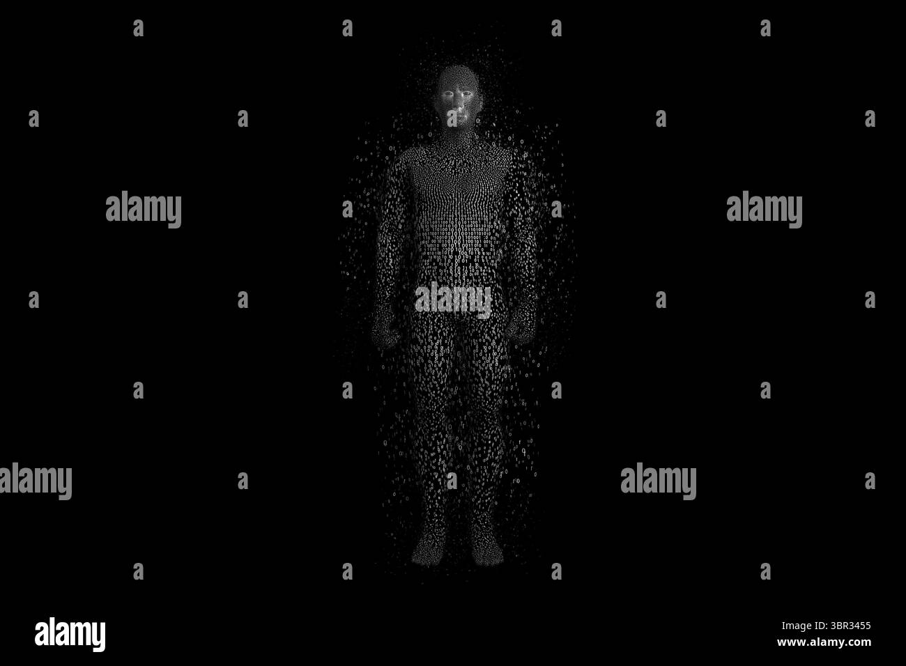 Zusammengesetztes Bild des gepixelten 3D-Mannes Stockfoto