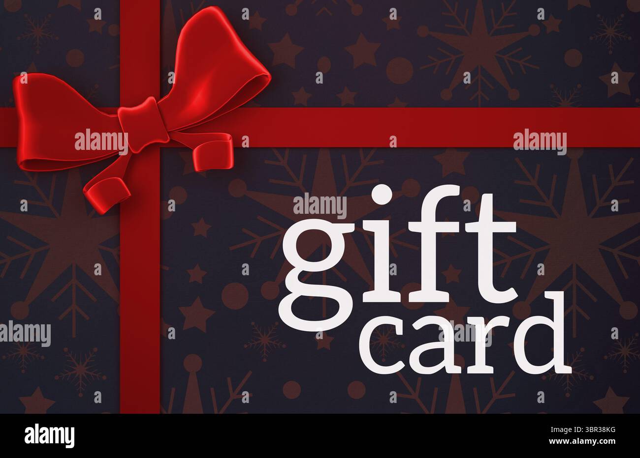 Geschenkkarte mit festlicher Schleife Stockfoto