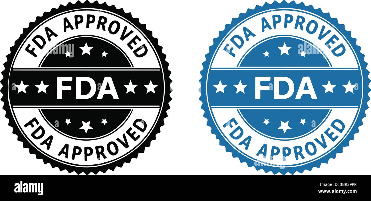 FDA-zugelassene Dichtungen in schwarz und grün, isoliert auf weiß Stock Vektor