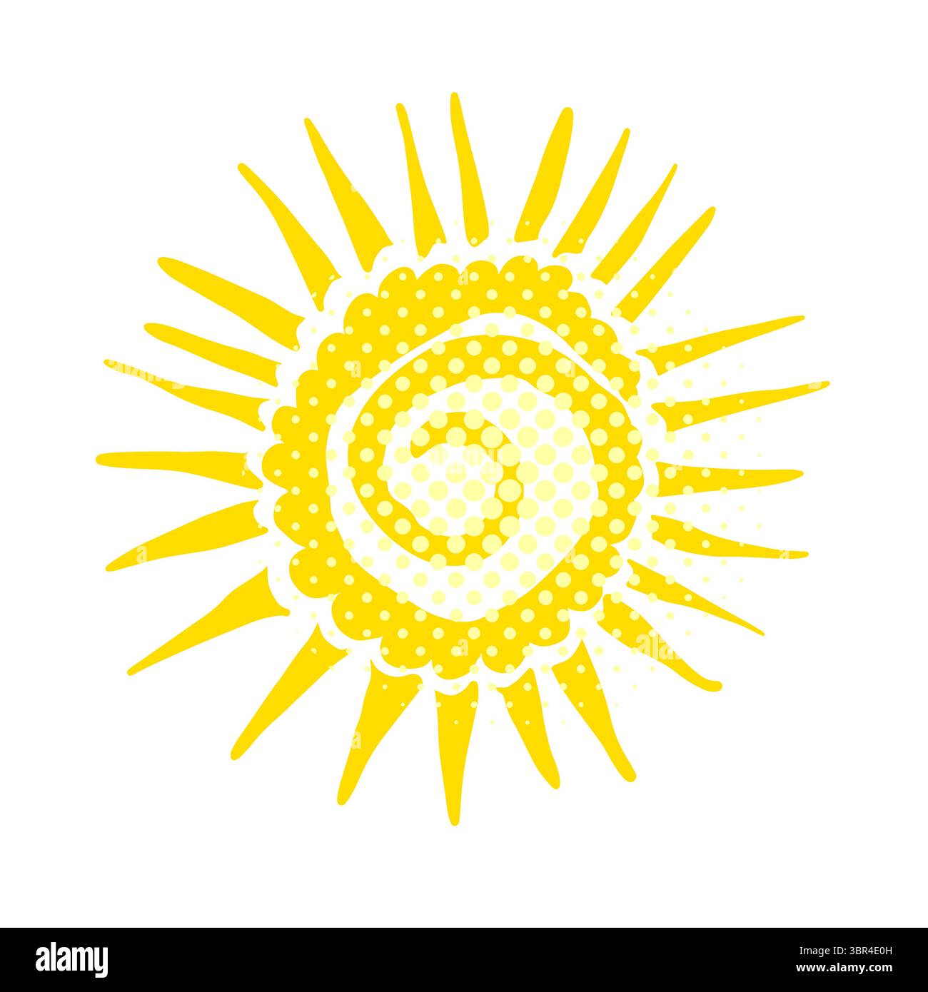 Niedlicher Sonnenschein mit Doodle. Illustration der Sonnenskizze mit Doodle. Handgezeichnet süße orange Sonne handgezeichnet. Keine KI, Scribble Doodle Kinder gezeichnet Stil. Vektor Stock Vektor