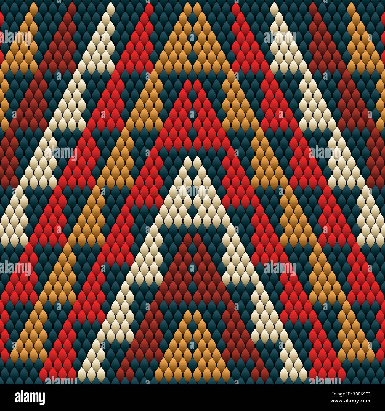 Ornament, Mosaik, ethnisch, Volksmuster. Er ist in hellen, saftigen, perfekt passenden Farben hergestellt. Stock Vektor