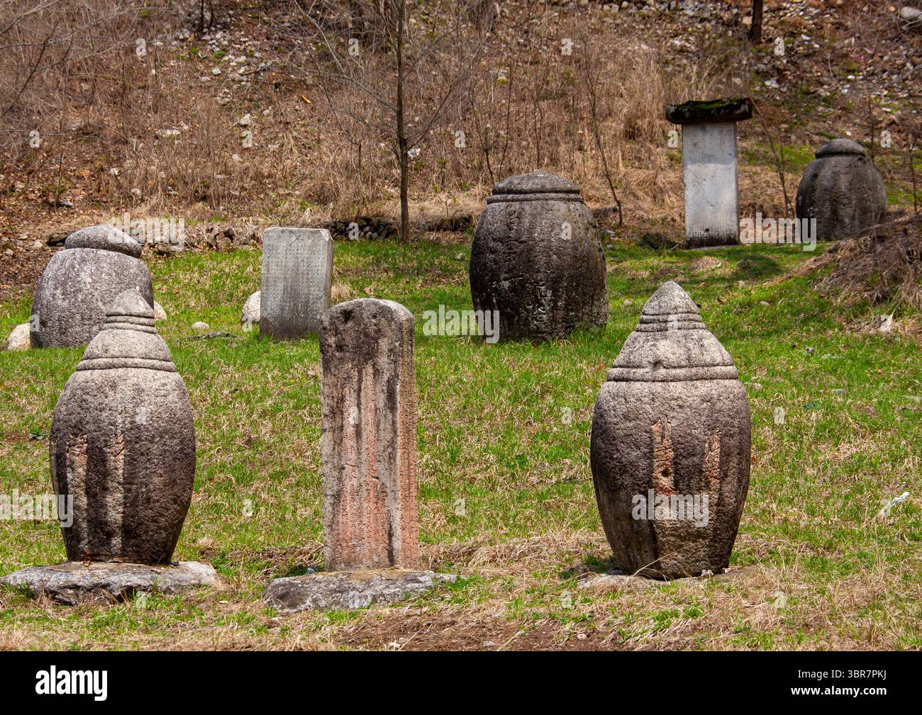 Grabkunst Gläser für die Mönche im Tempel Pohyon Hyangsan Myohyang Grafschaft, Mount, Nordkorea Stockfoto
