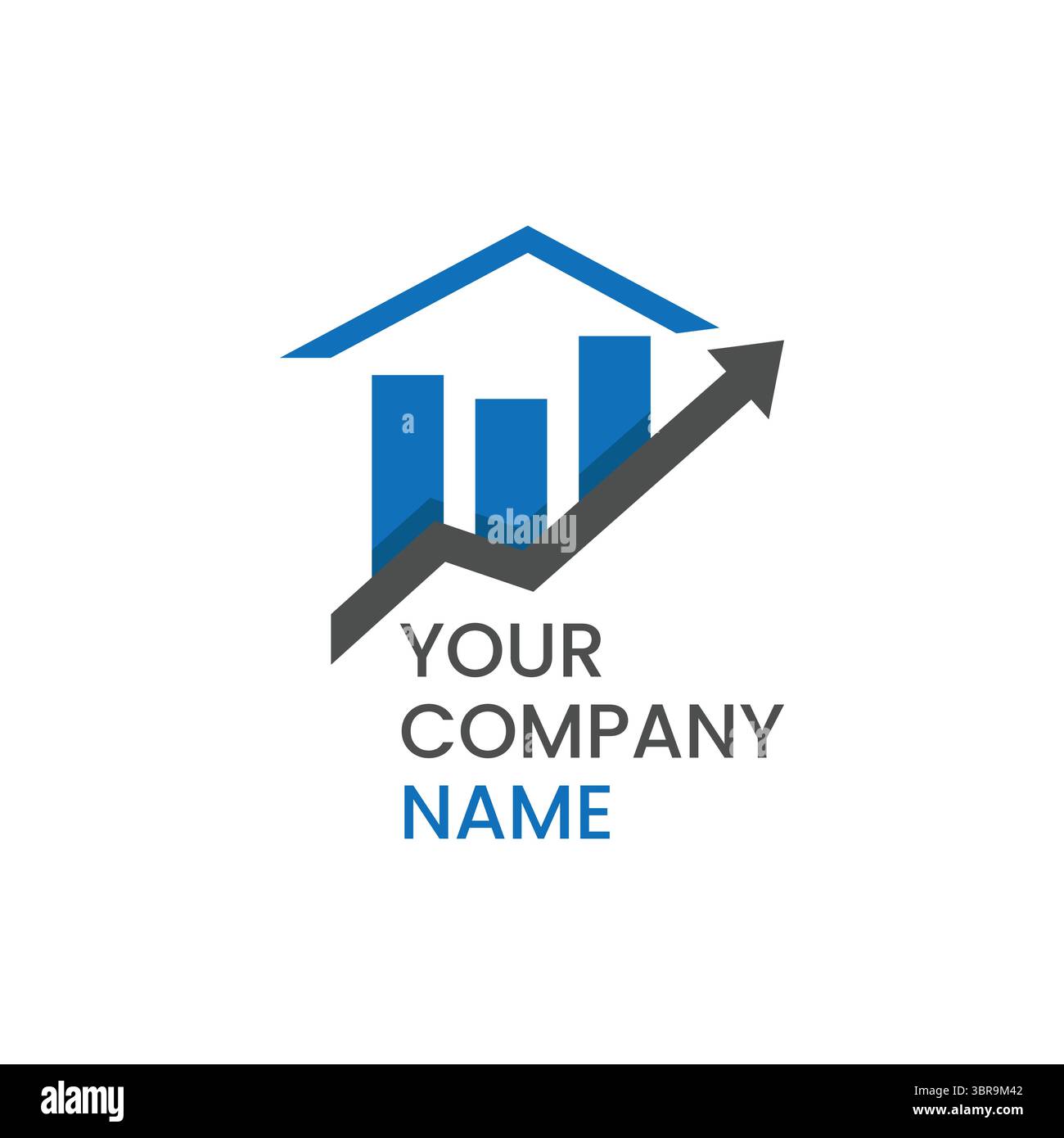 Vektorbild des Logos für Immobiliengeschäfte. Chart Home Business Logo Design, Grow Real Estate Finance. Stock Vektor
