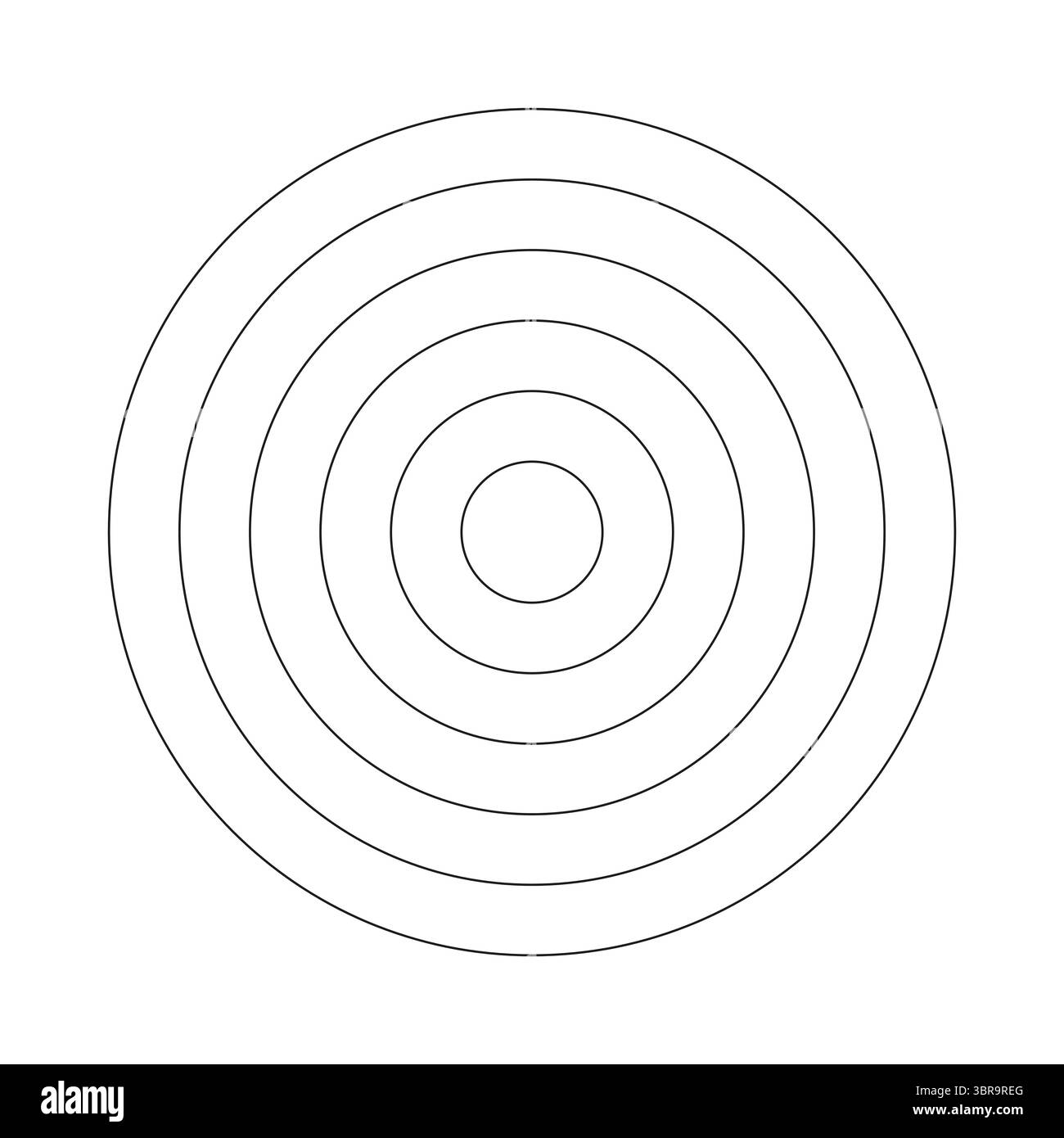 Polares Raster von 5 konzentrischen Kreisen. Kreisdiagramm unterteilt in fünf gleiche Segmente. Leeres Polar Graph-Papier. Rad des Lebens oder Gewohnheiten Tracker. Einfach Stock Vektor
