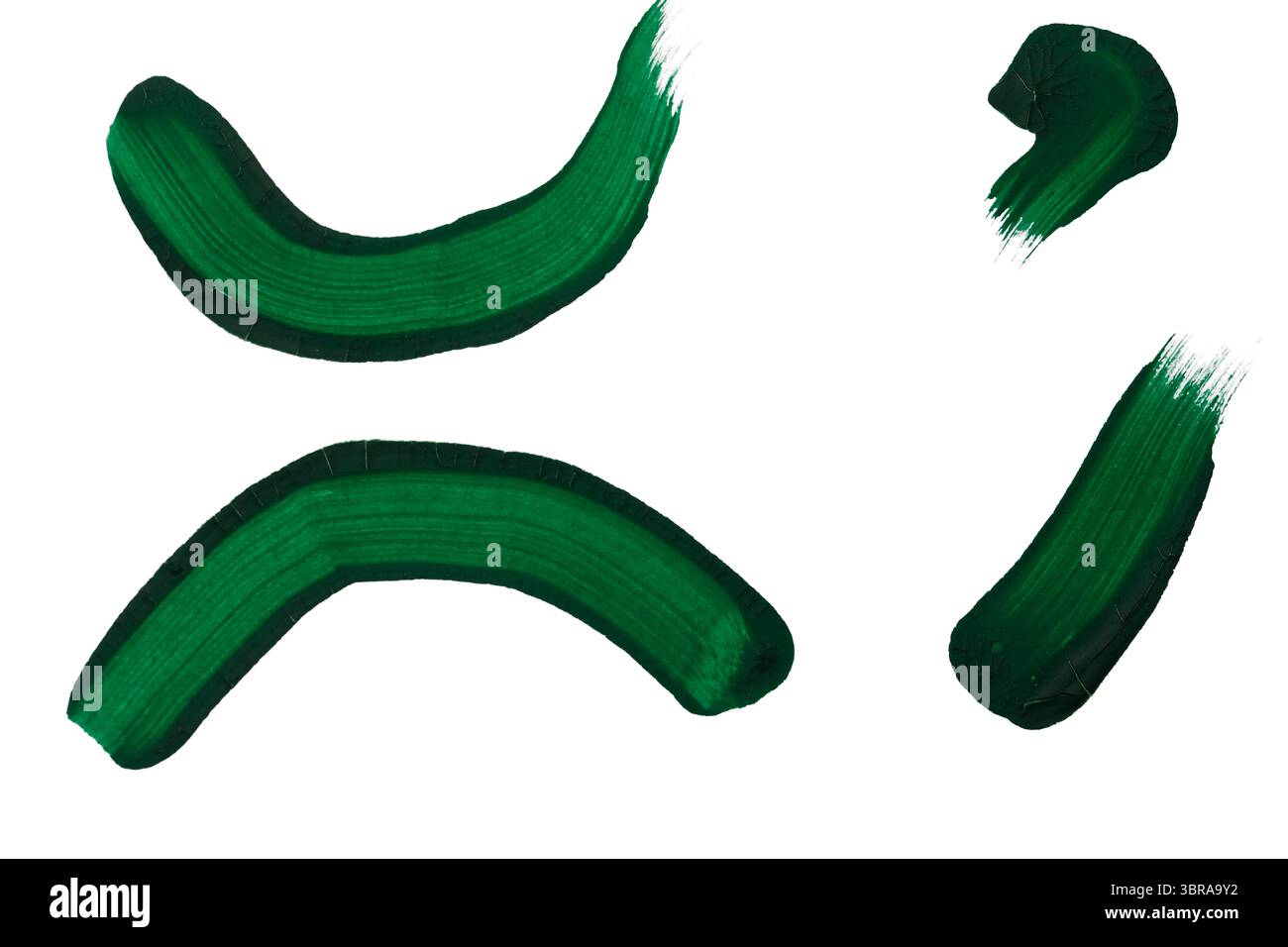 Kräftige, grüne Pinselstriche vereinen auf spielerische Weise künstlerisches Flair und Kreativität. Stockfoto