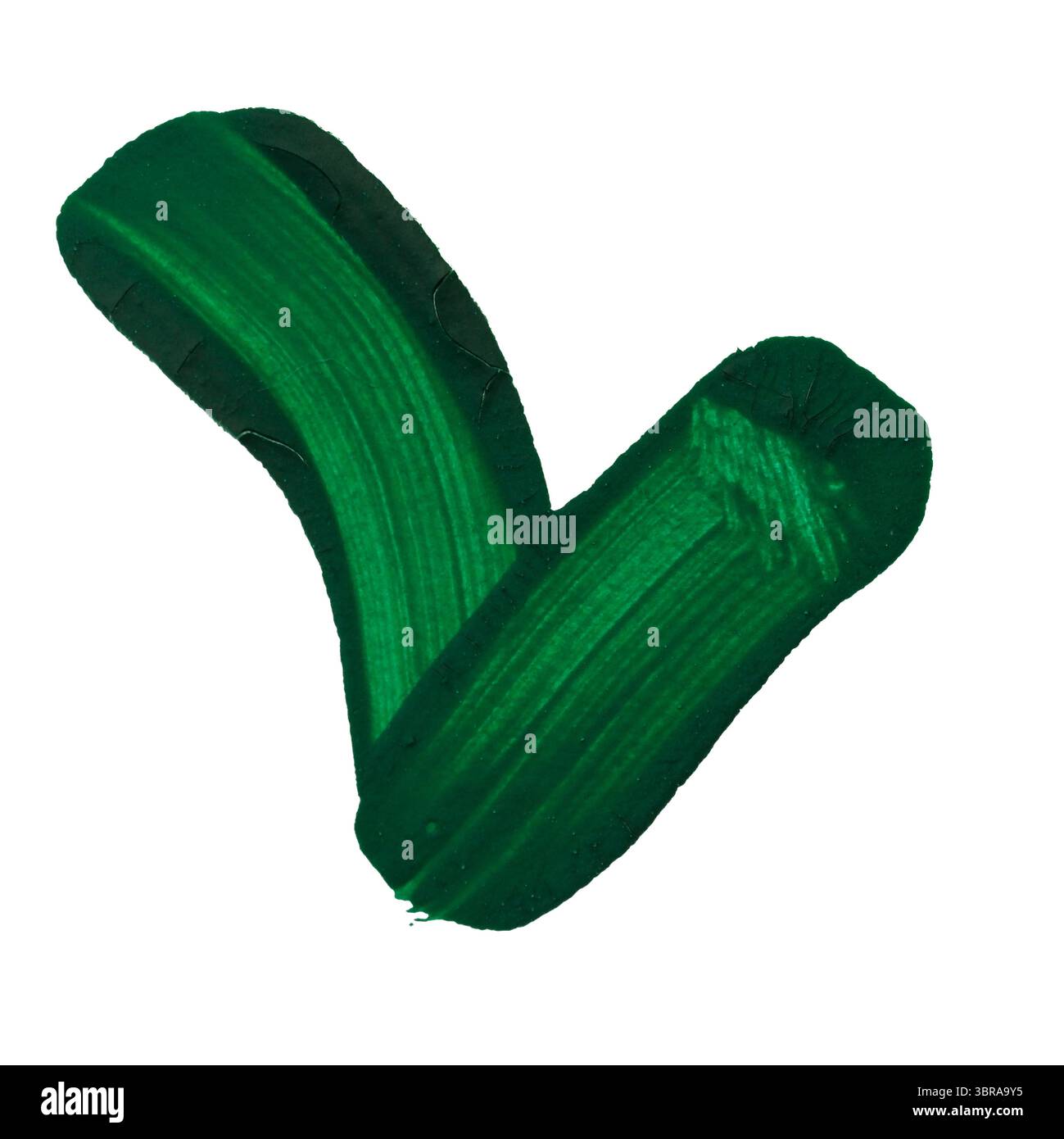 Ein auffälliger grüner Pinselstrich betont künstlerisches Flair und Kreativität. Stockfoto