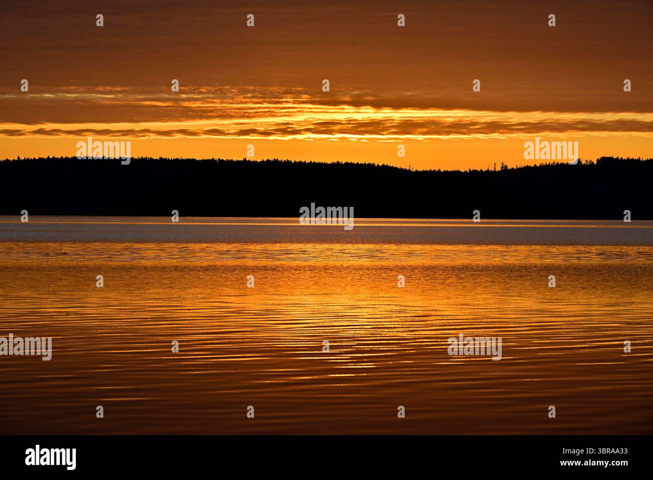 Wunderschönes rotes Morgenlicht kurz vor Sonnenaufgang an der Straße von Georgia und Vancouver Island British Columbia Kanada Stockfoto