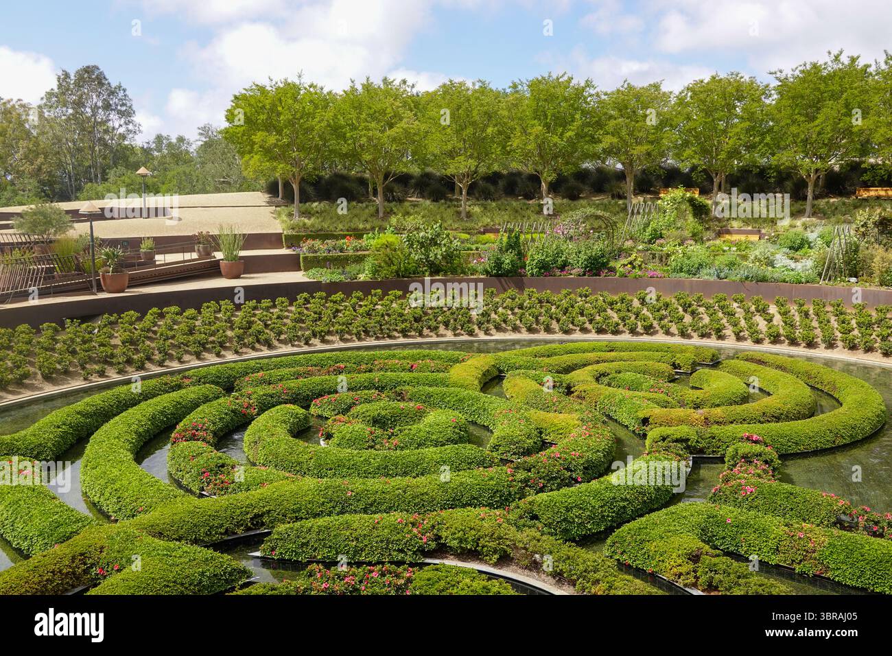 Blick auf Getty Central Garden Maze Stockfoto Blick auf Getty Central Garden Maze Stockfoto