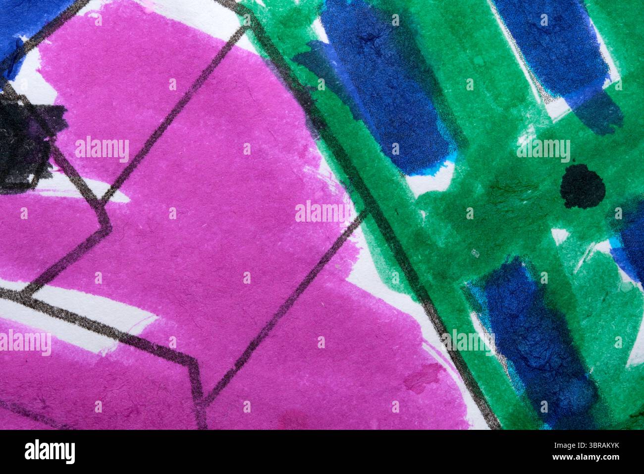 Leuchtende Farben und auffällige Muster schaffen ein abstraktes Kunstwerk voller Energie. Stockfoto