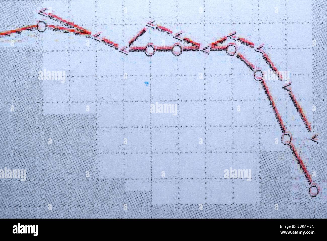 Ein farbenfrohes Liniendiagramm zeigt Schwankungen der Daten im Zeitverlauf an. Stockfoto
