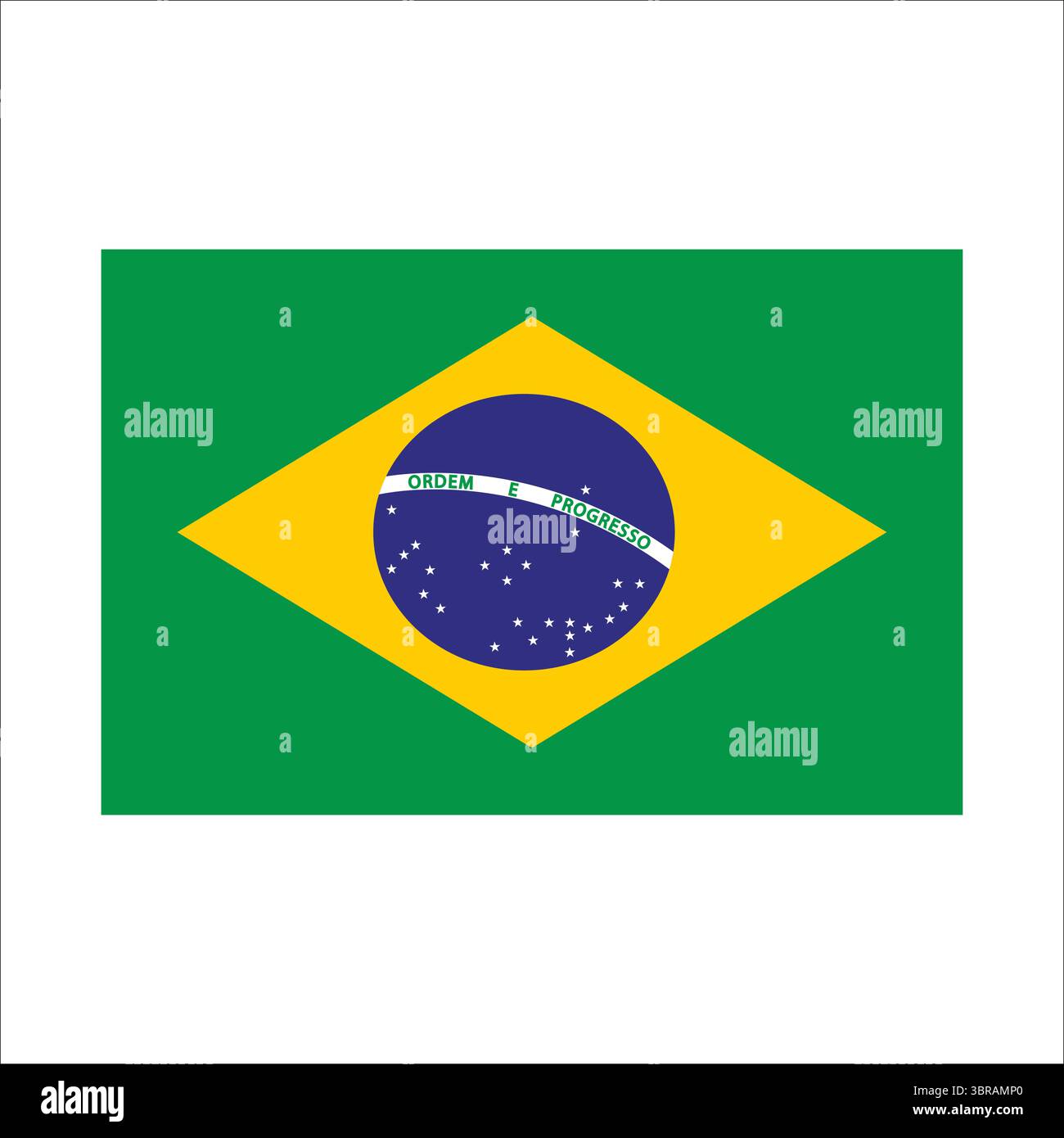 Brasilianische Flagge mit grünen, gelben, blauen und weißen Elementen Stock Vektor