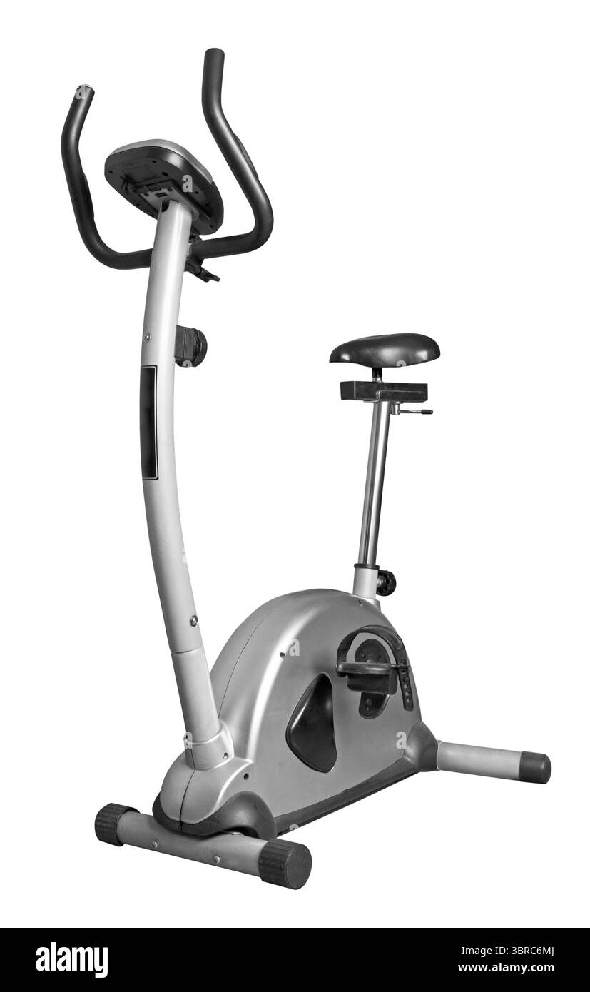 Fahrrad Heimtrainer isoliert auf weißem Stockfoto