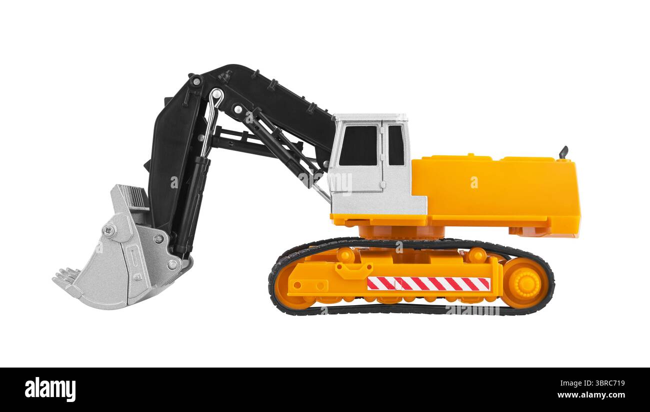 Bulldozer isoliert auf weißem Hintergrund. Modell. Stockfoto