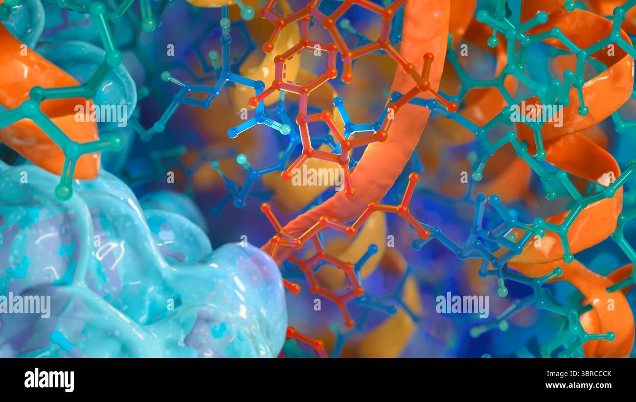 Molekularbiologie, konzeptuelle Illustration. Stockfoto