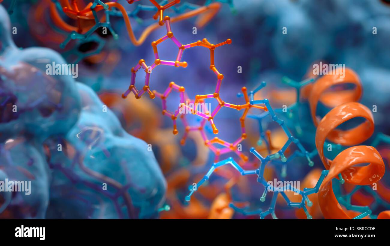 Molekularbiologie, konzeptuelle Illustration. Stockfoto