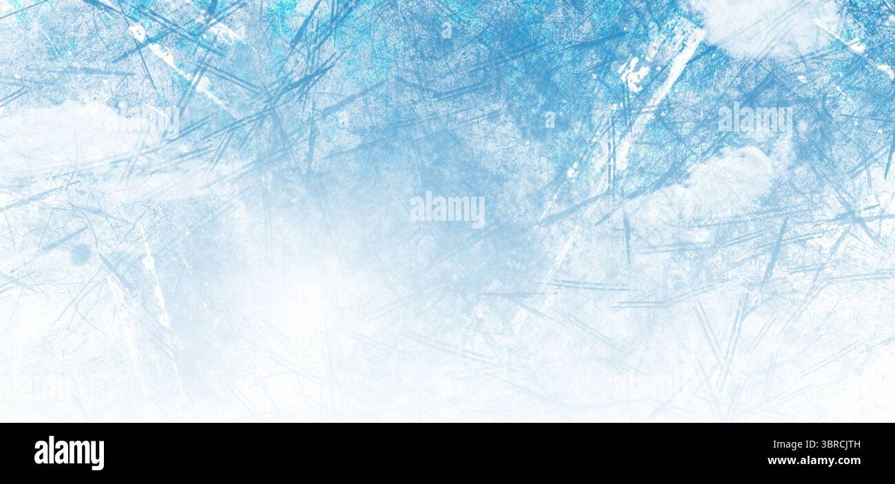 Die abstrakte blau-weiß-Gradienten-Grunge-Textur erzeugt einen Vektorhintergrund mit Kratzern Stockfoto