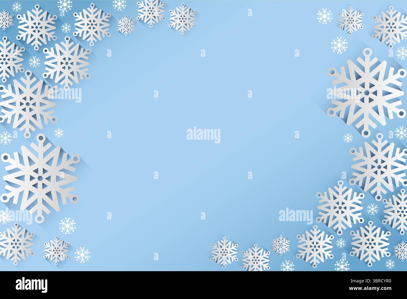 Snow Flake Rahmendesign auf blau Stockfoto