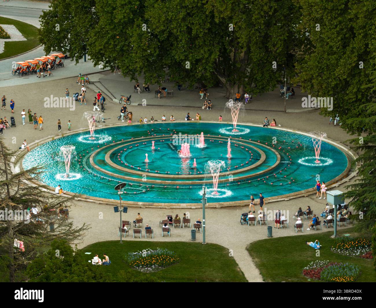 Ungarn, Budapest, Margit sziget. Berühmter Anblick der Musikbrunnen auf Margareteninsel Stockfoto