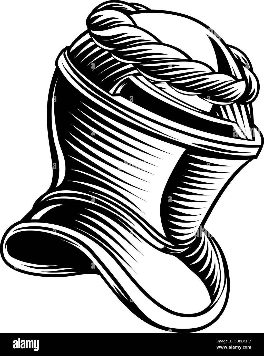 Ritterhelm Mittelalterlicher Helm Im Vintage Holzschnitt-Stil Stock Vektor