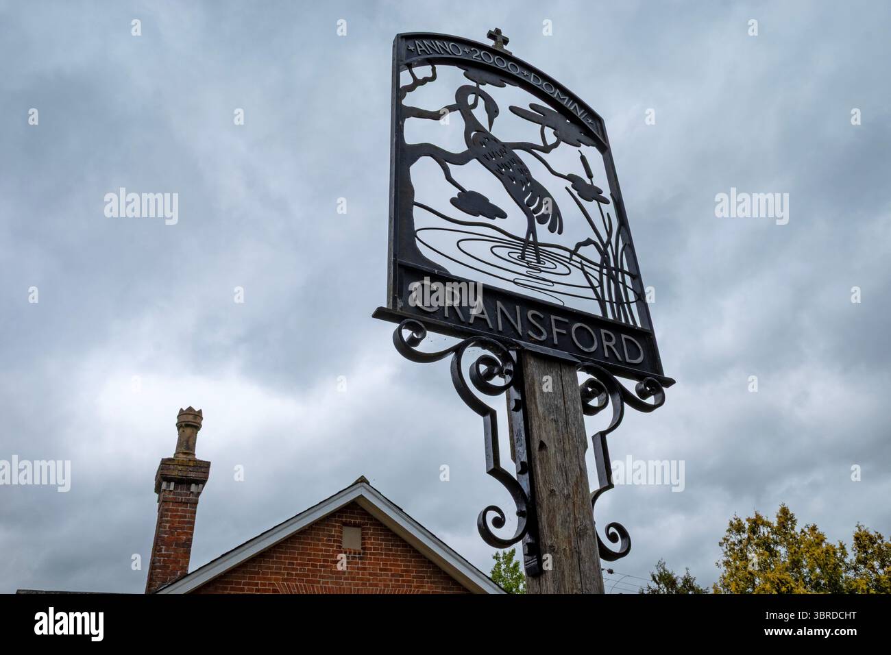 Schild für das Dorf Cransford Suffolk Stockfoto