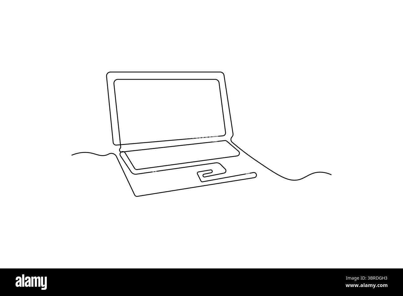 Laptop One Line Art der minimalistischen Vektorsymbole mit Schwarz-weiß Stock Vektor
