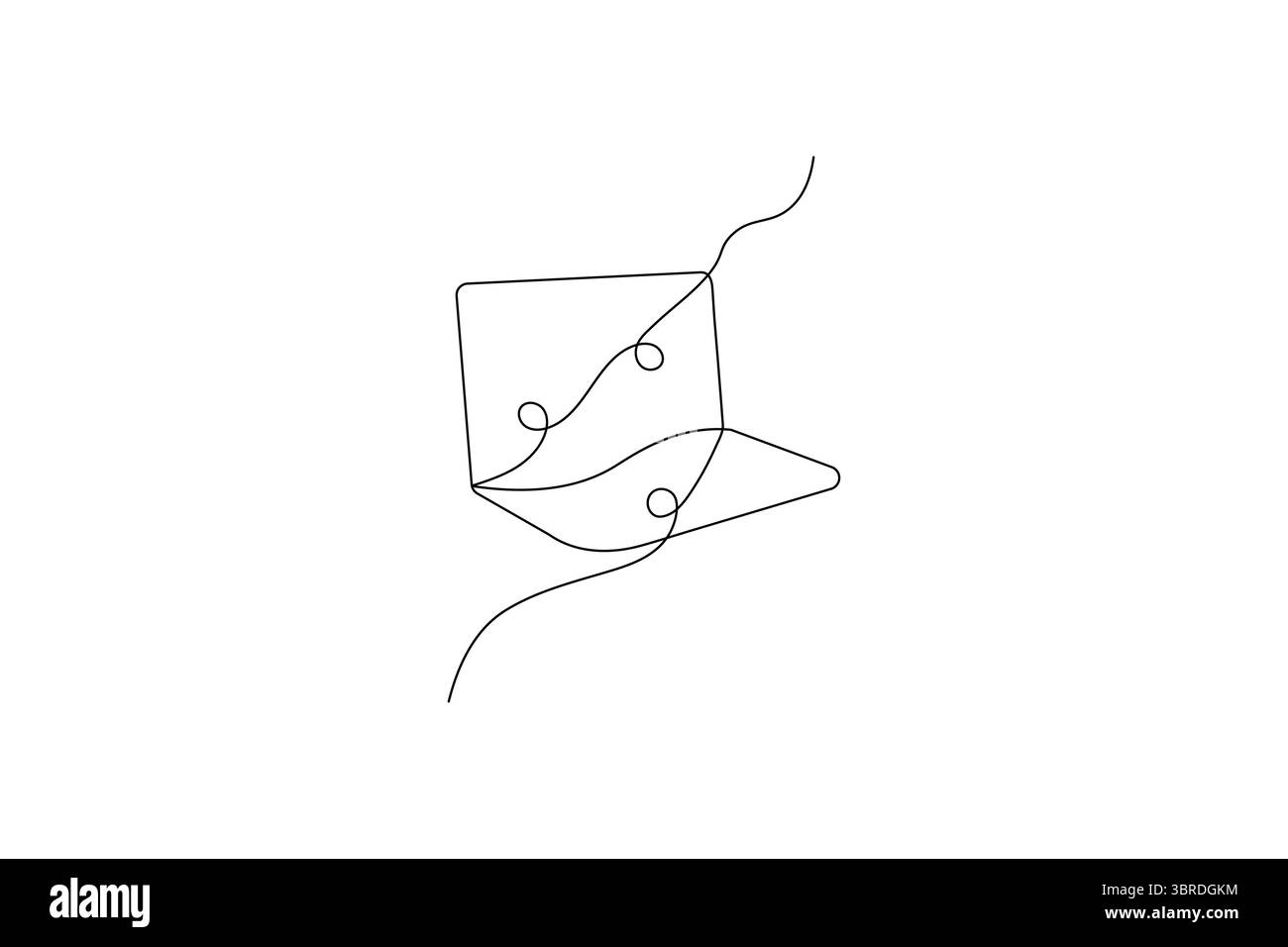 Laptop One Line Art der minimalistischen Vektorsymbole mit Schwarz-weiß Stock Vektor