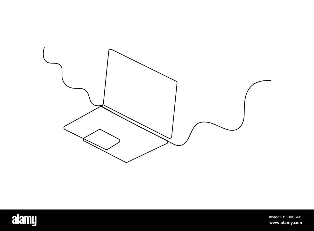 Laptop One Line Art der minimalistischen Vektorsymbole mit Schwarz-weiß Stock Vektor