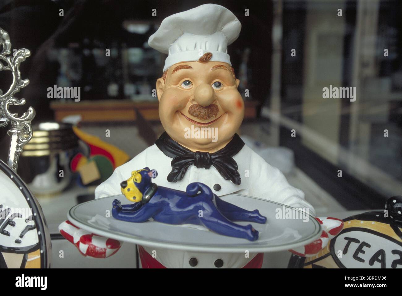 Figur eines Kochs mit Tablett, New York City, USA Stockfoto