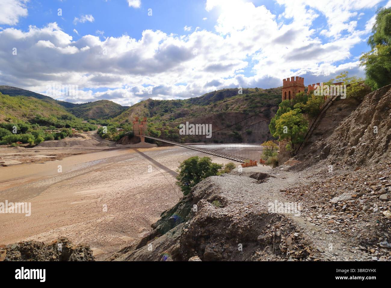 Marshal Antonio José de Sucre Hängebrücke, Fußgängerbrücke über den Pilcomayo in Bolivien Stockfoto