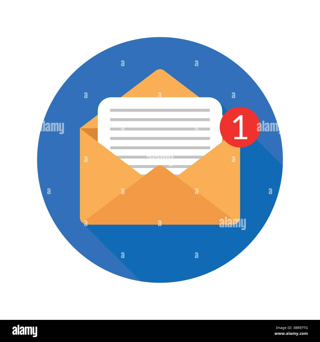 Nachricht oder E-Mail-Benachrichtigung isoliert auf weißem Hintergrund Stock Vektor