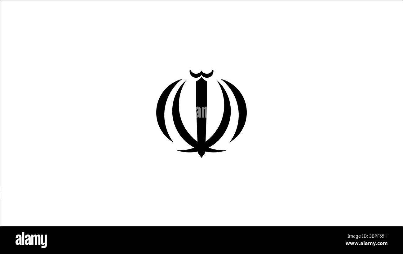 Flagge des Iran – offizielle Nationalflagge mit grünen, weißen und roten horizontalen Streifen und zentralem Emblem, Vektor-Illustration, angenommen 1980 Stock Vektor